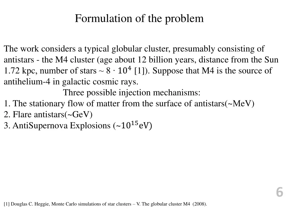 formulation of the problem