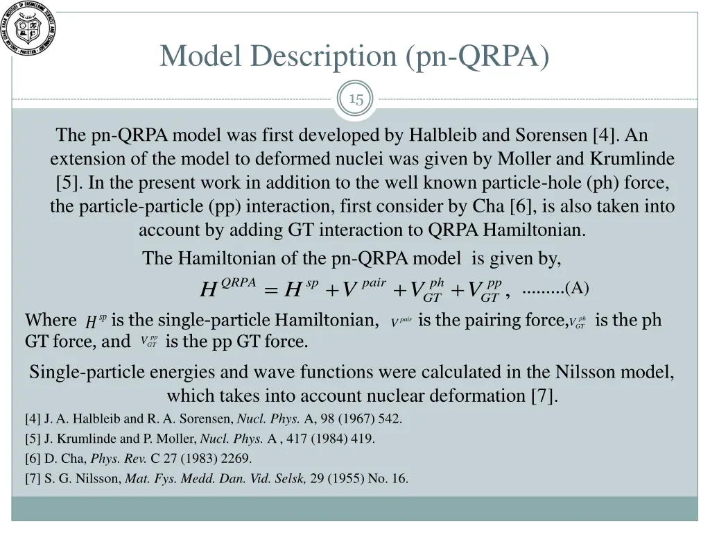 model description pn qrpa