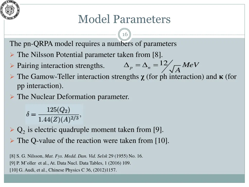 model parameters