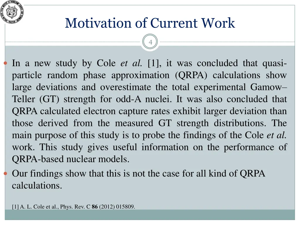 motivation of current work