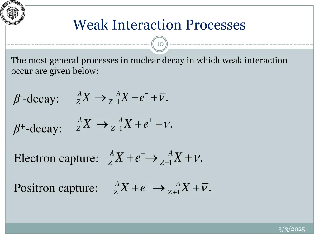 weak interaction processes