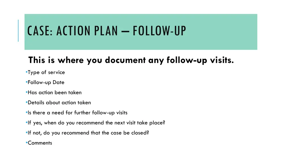 case action plan follow up