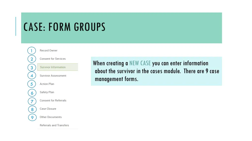 case form groups