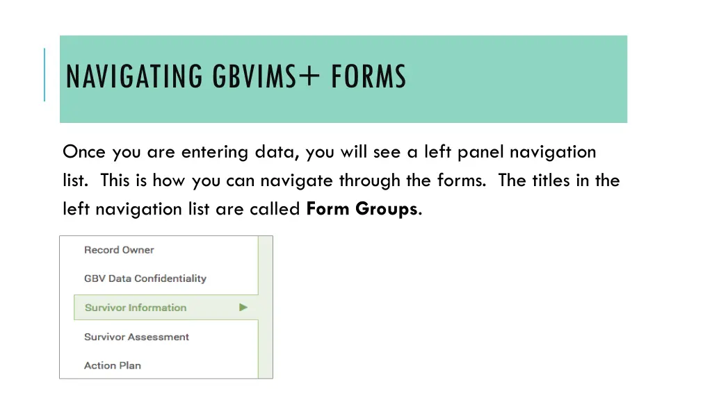 navigating gbvims forms