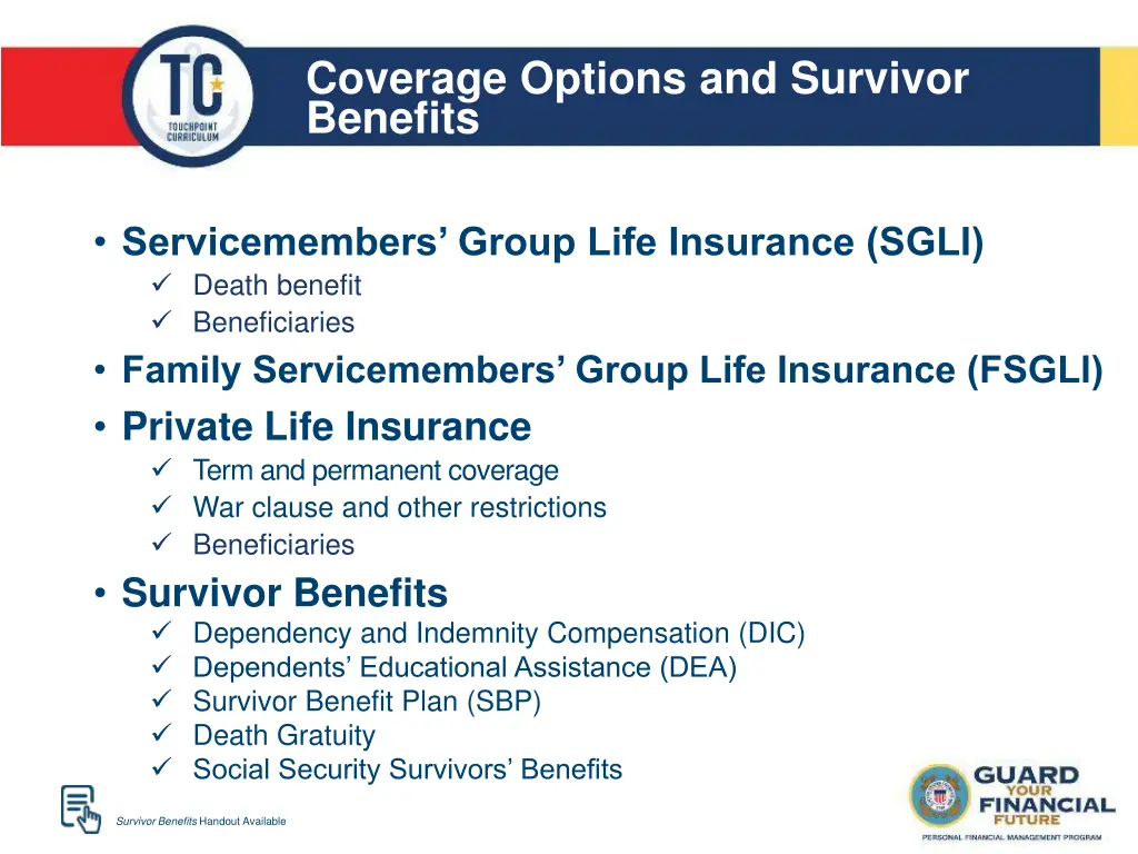 coverage options and survivor benefits
