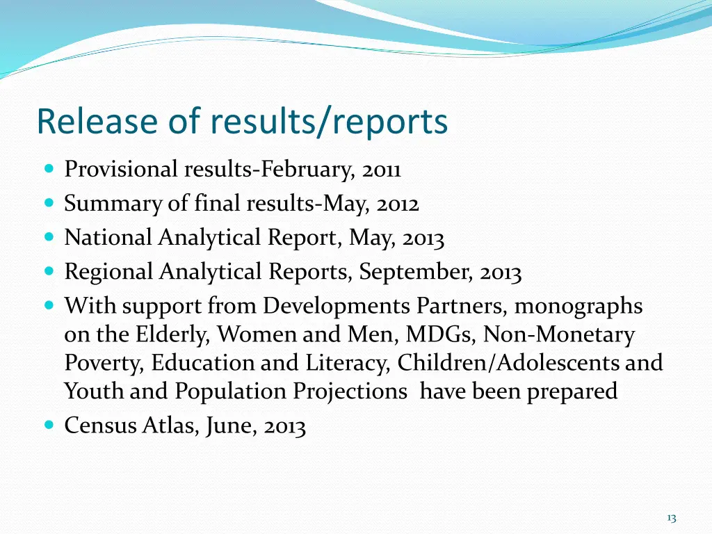 release of results reports