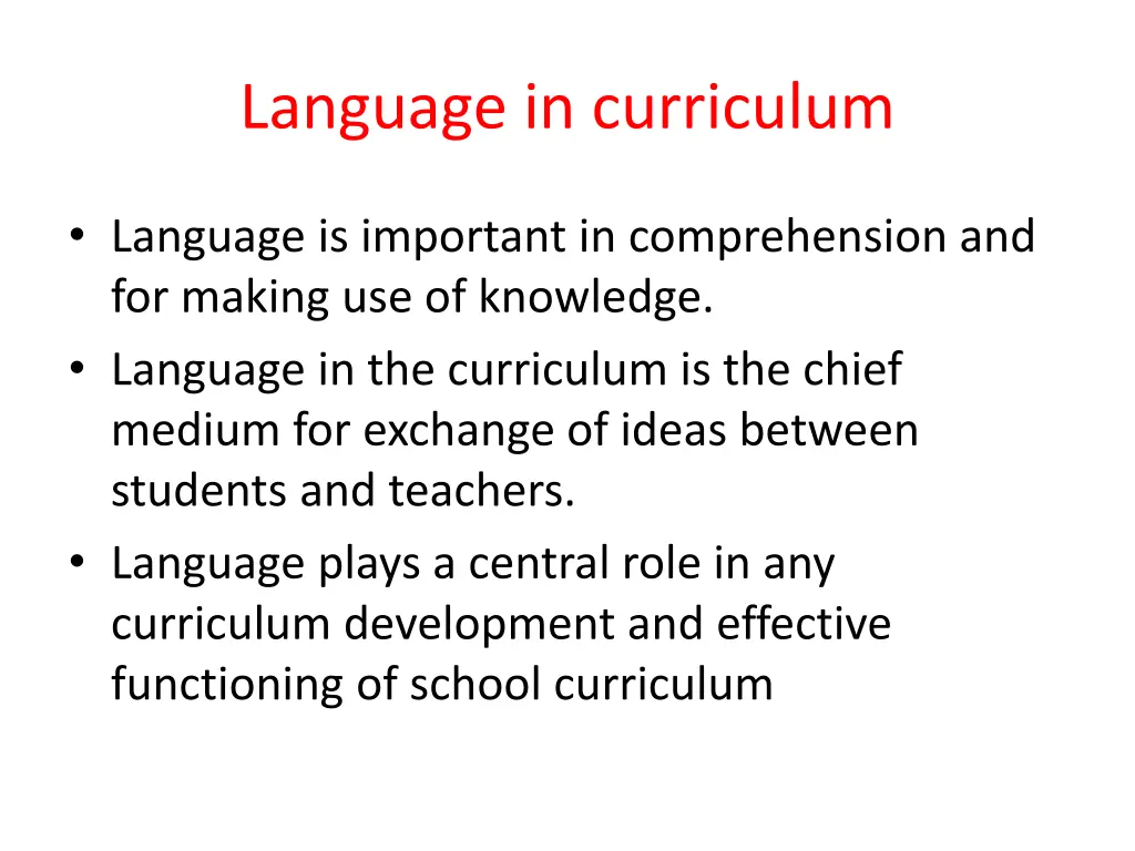 language in curriculum