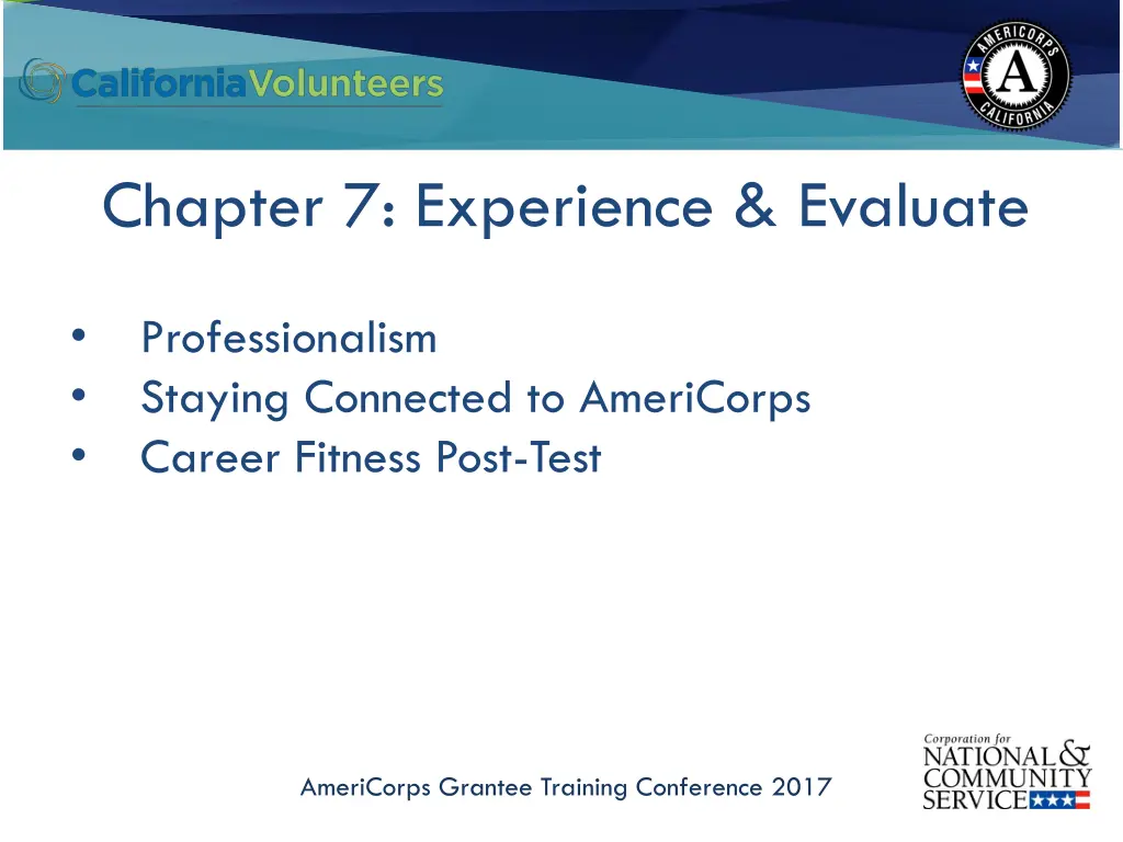 chapter 7 experience evaluate