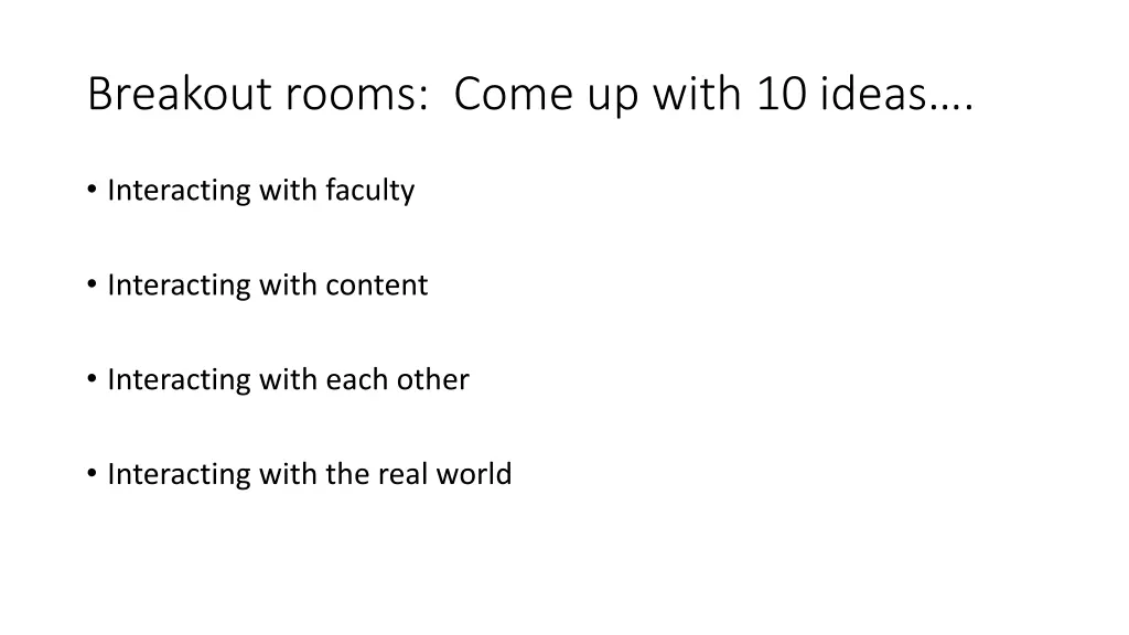 breakout rooms come up with 10 ideas