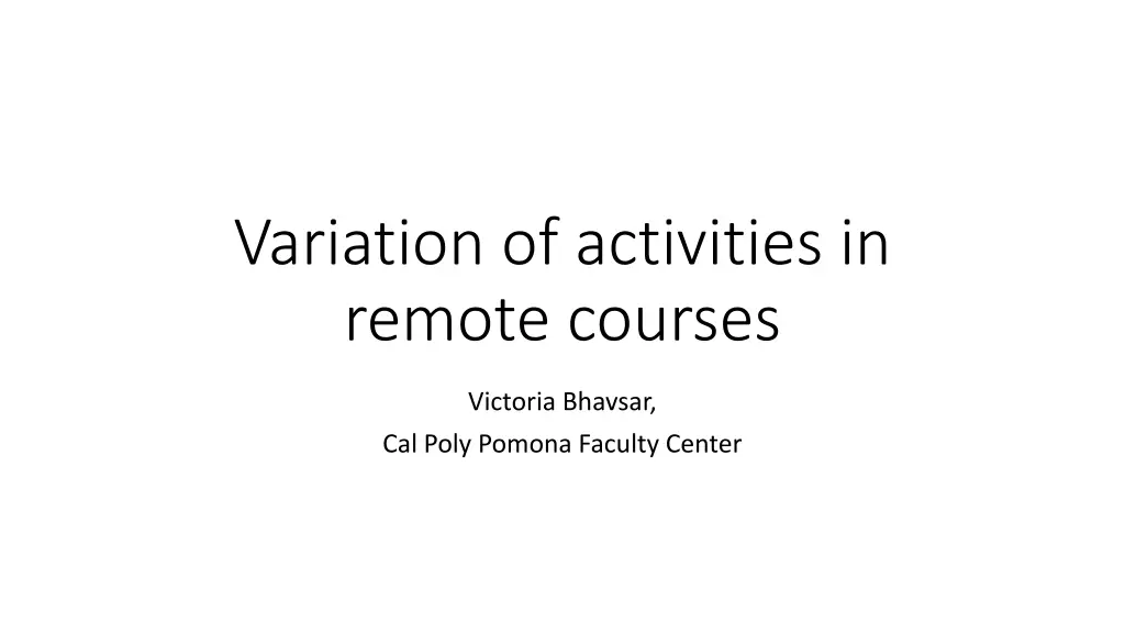 variation of activities in remote courses