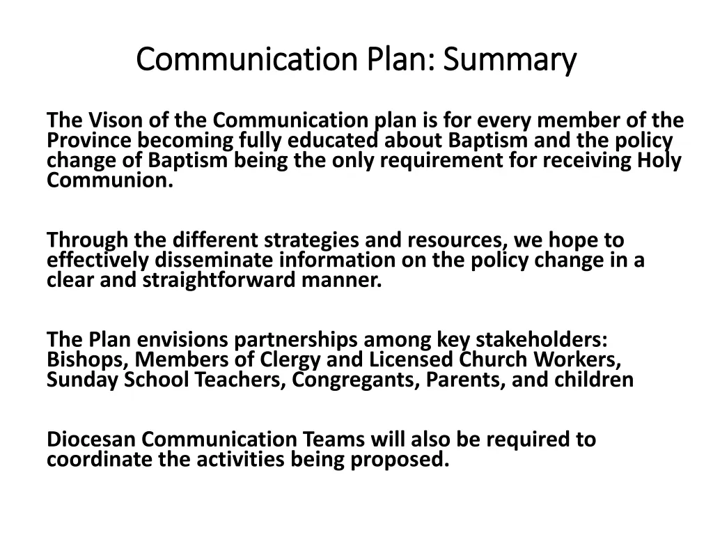 communication plan summary communication plan