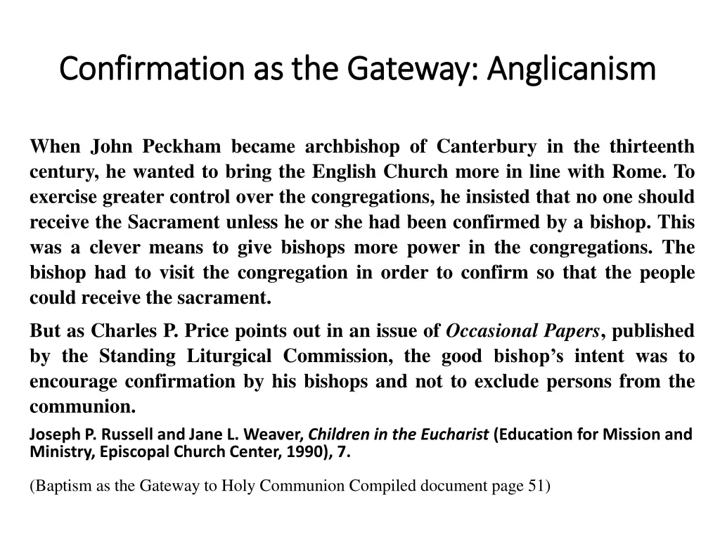 confirmation as the gateway anglicanism