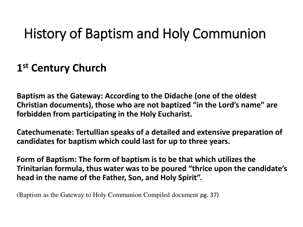 history of baptism and holy communion history