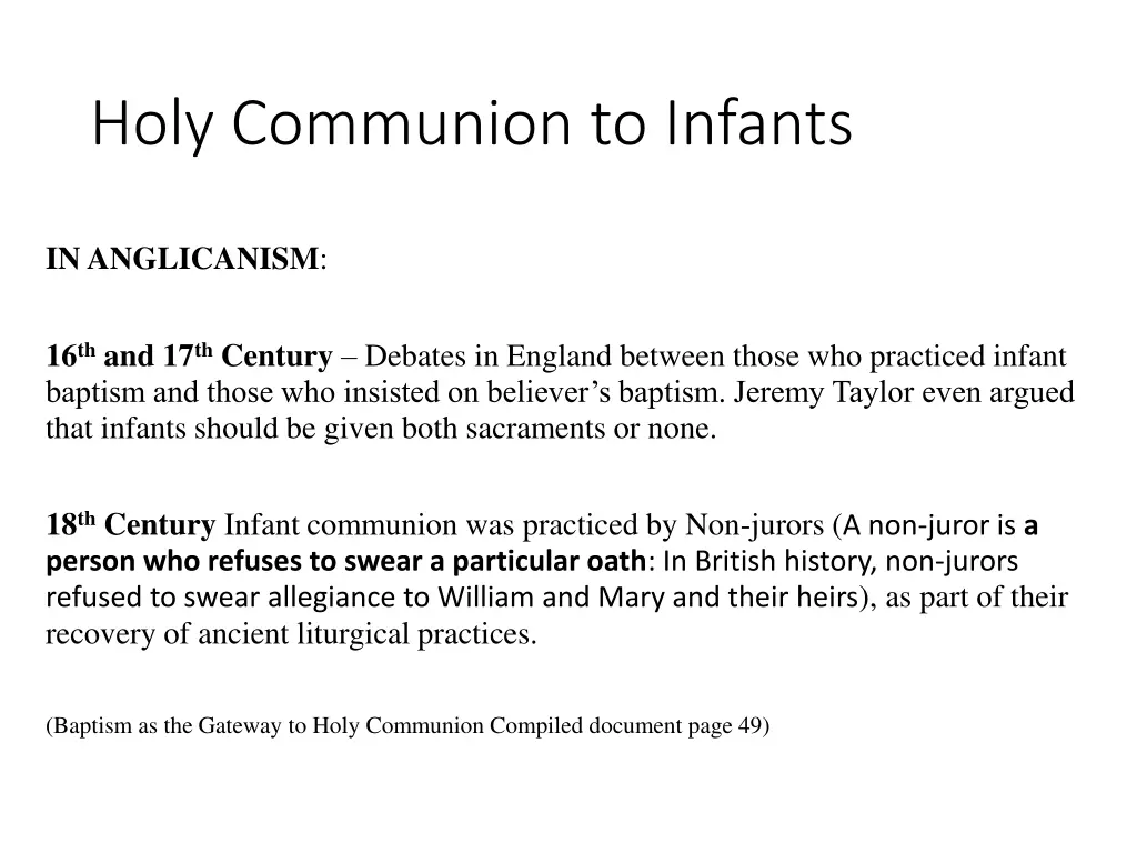 holy communion to infants 1