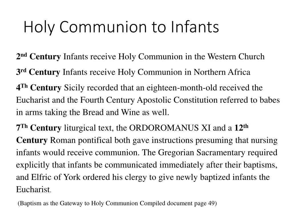 holy communion to infants