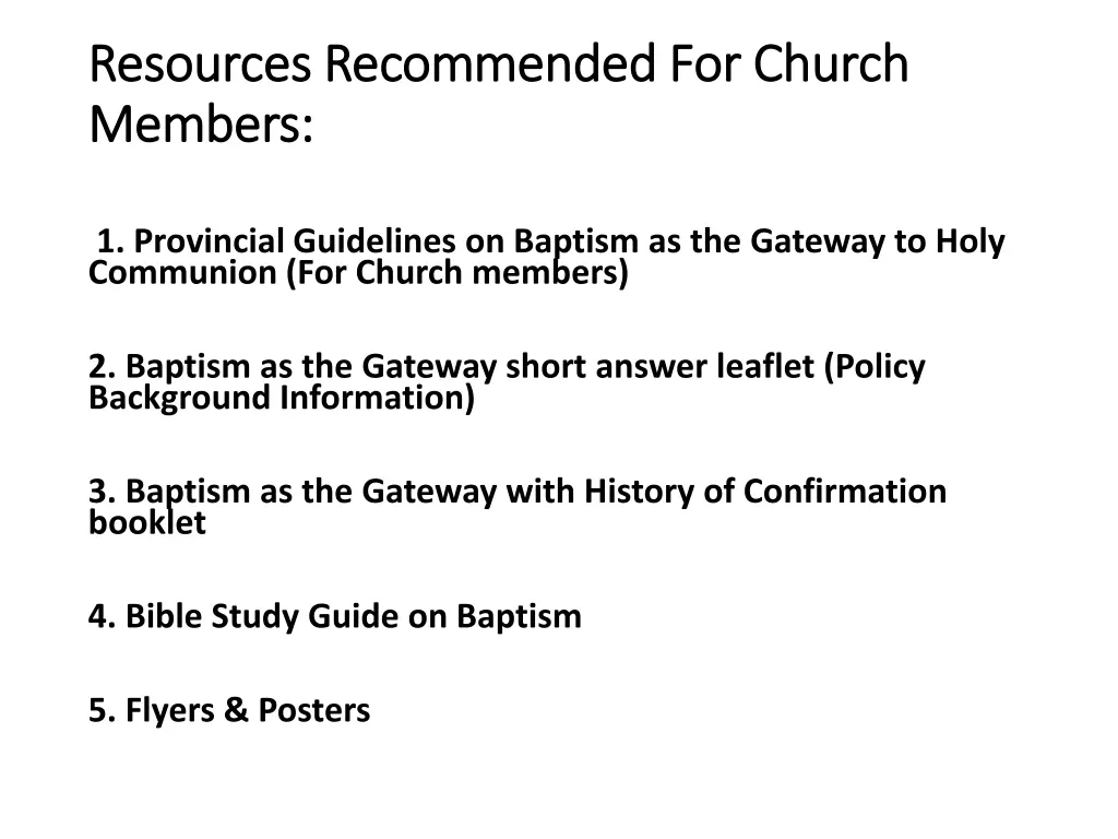 resources recommended for church resources