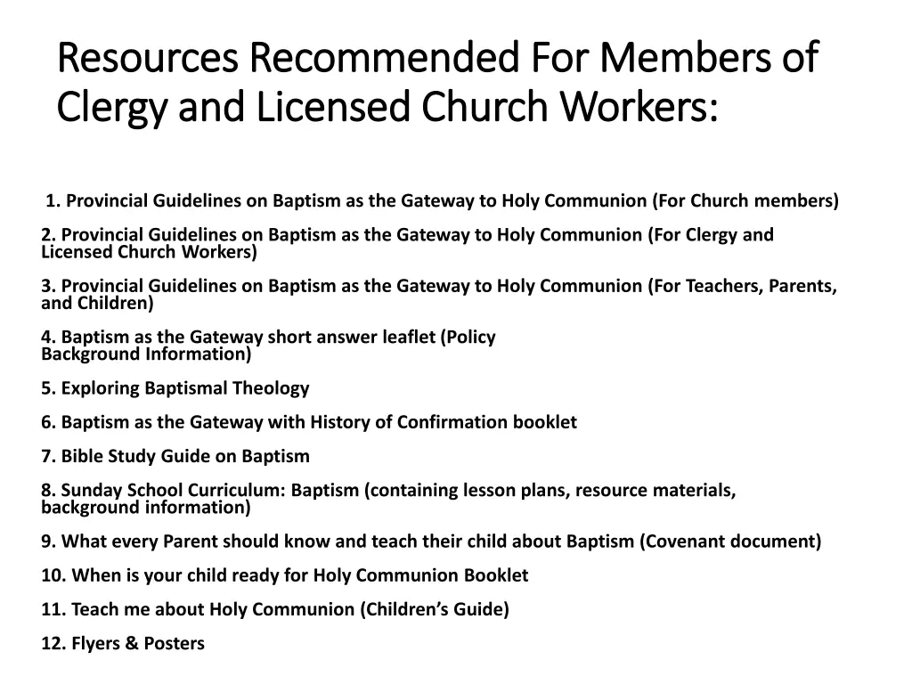 resources recommended for members of resources