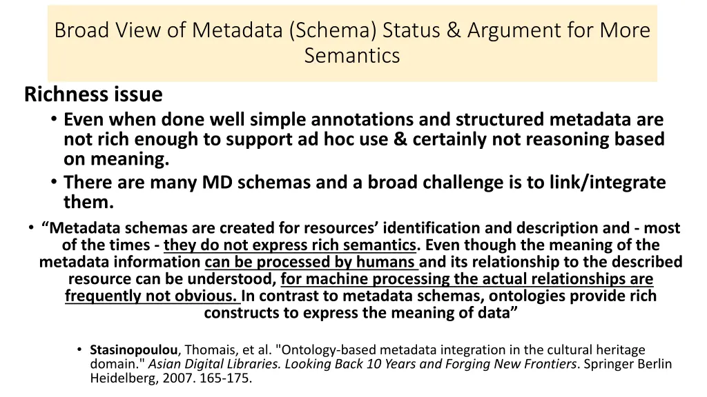 broad view of metadata schema status argument