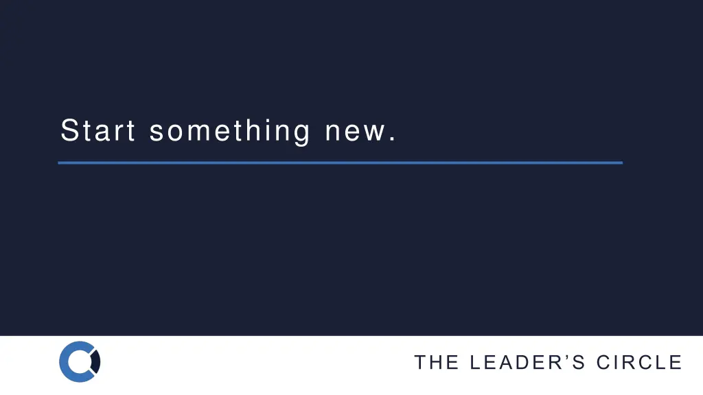 start something new