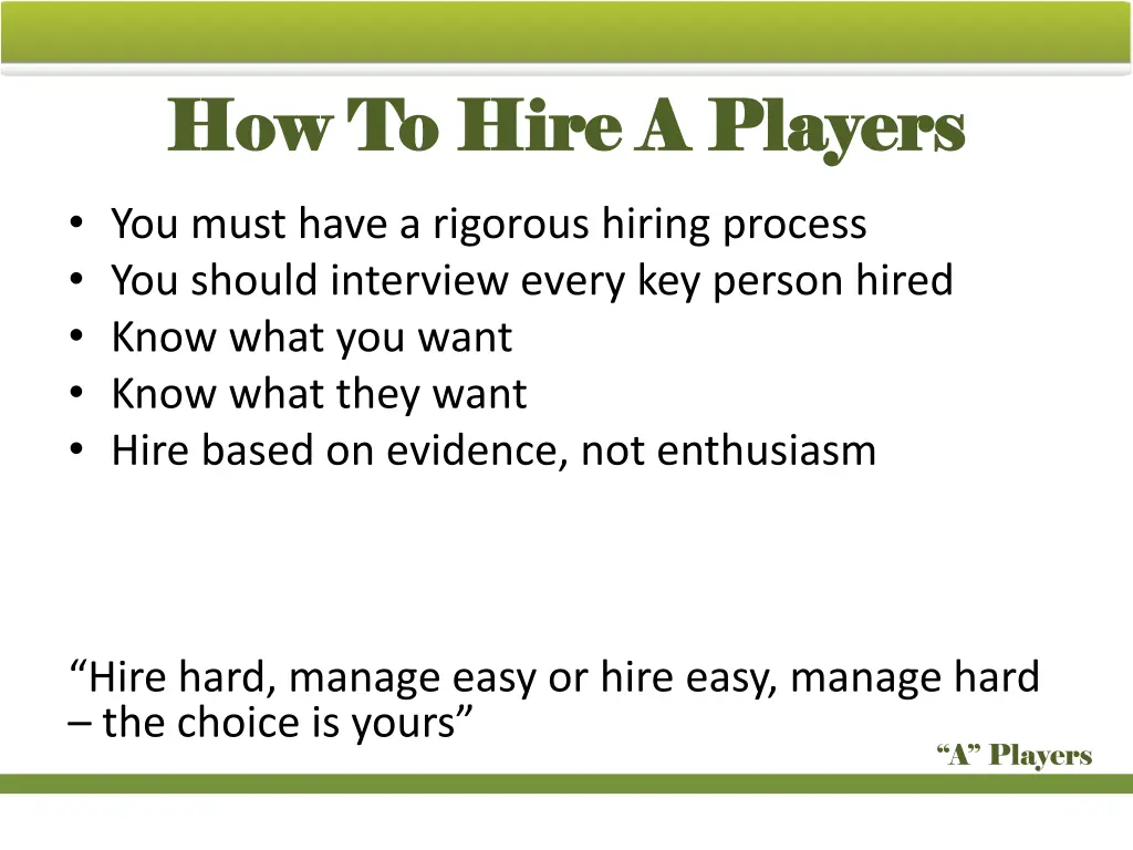 how to hire a players how to hire a players