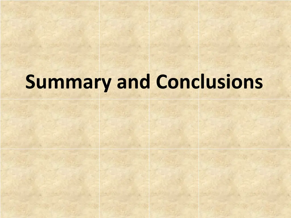 summary and conclusions
