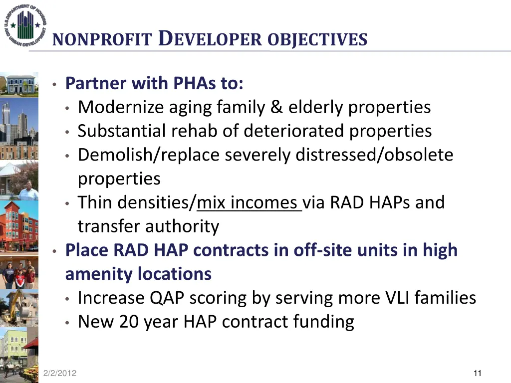 nonprofit d eveloper objectives