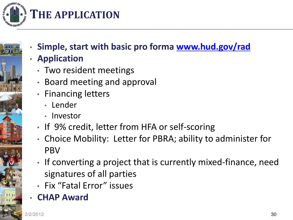 t he application
