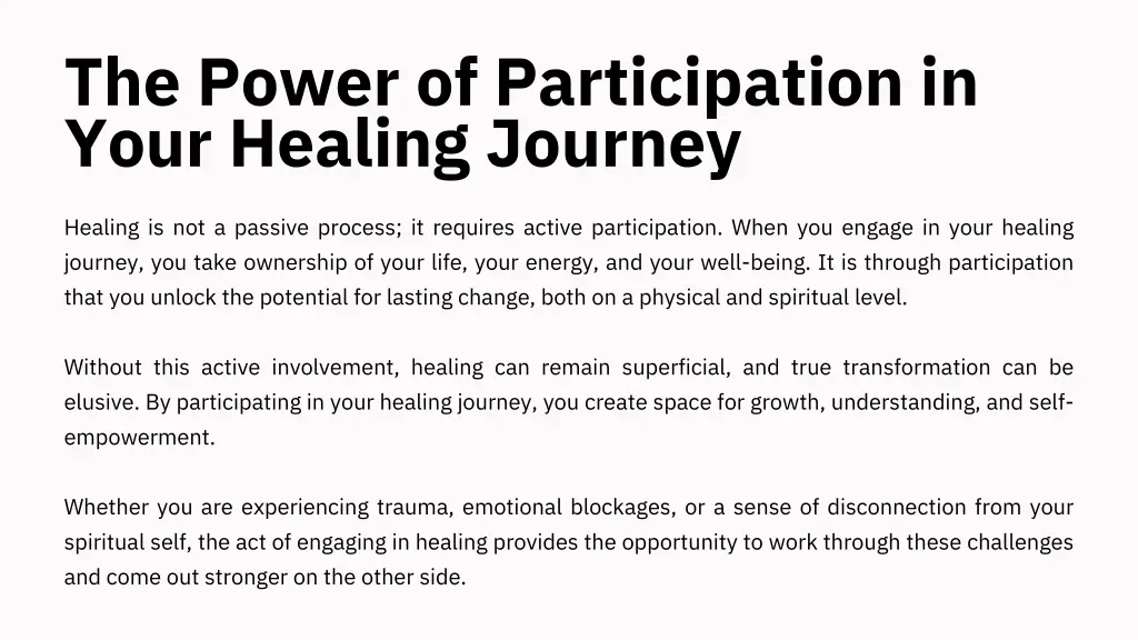 the power of participation in your healing journey