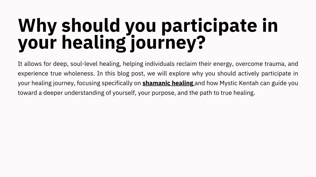 why should you participate in your healing journey