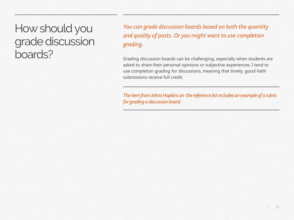 how should you grade discussion boards