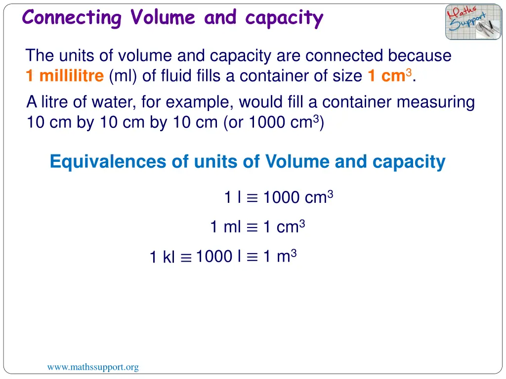 connecting volume and capacity