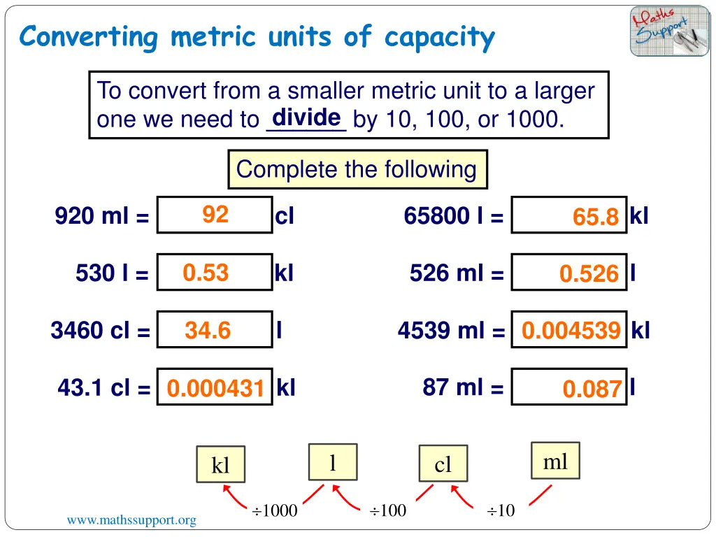 converting metric units of capacity 1