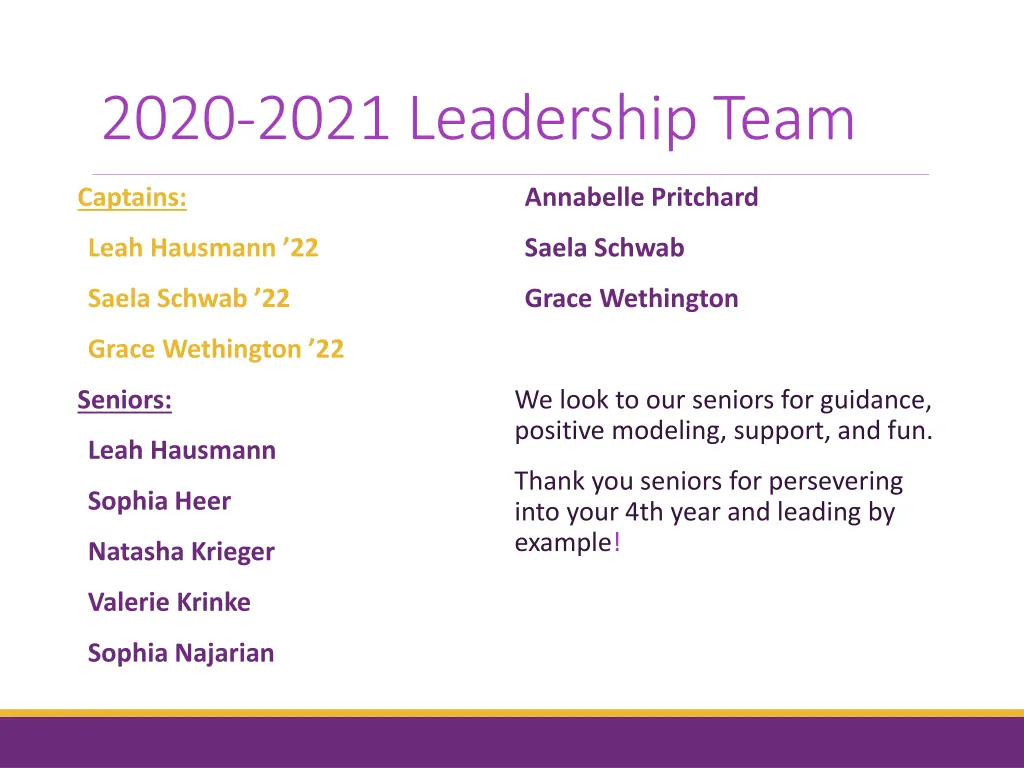 2020 2021 leadership team