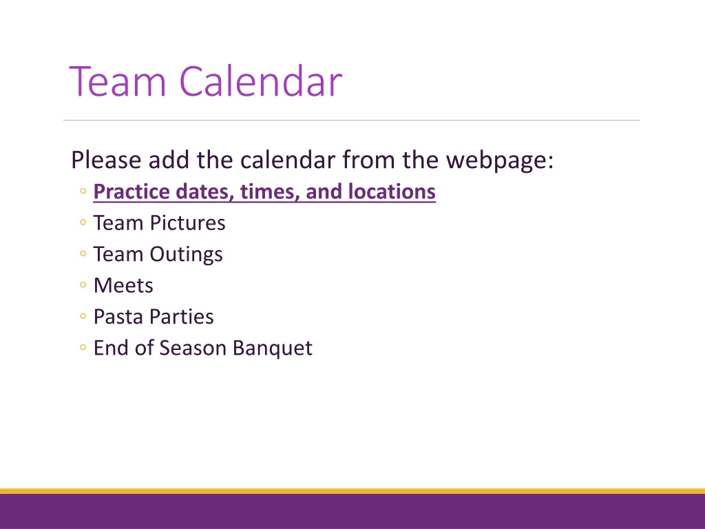 team calendar