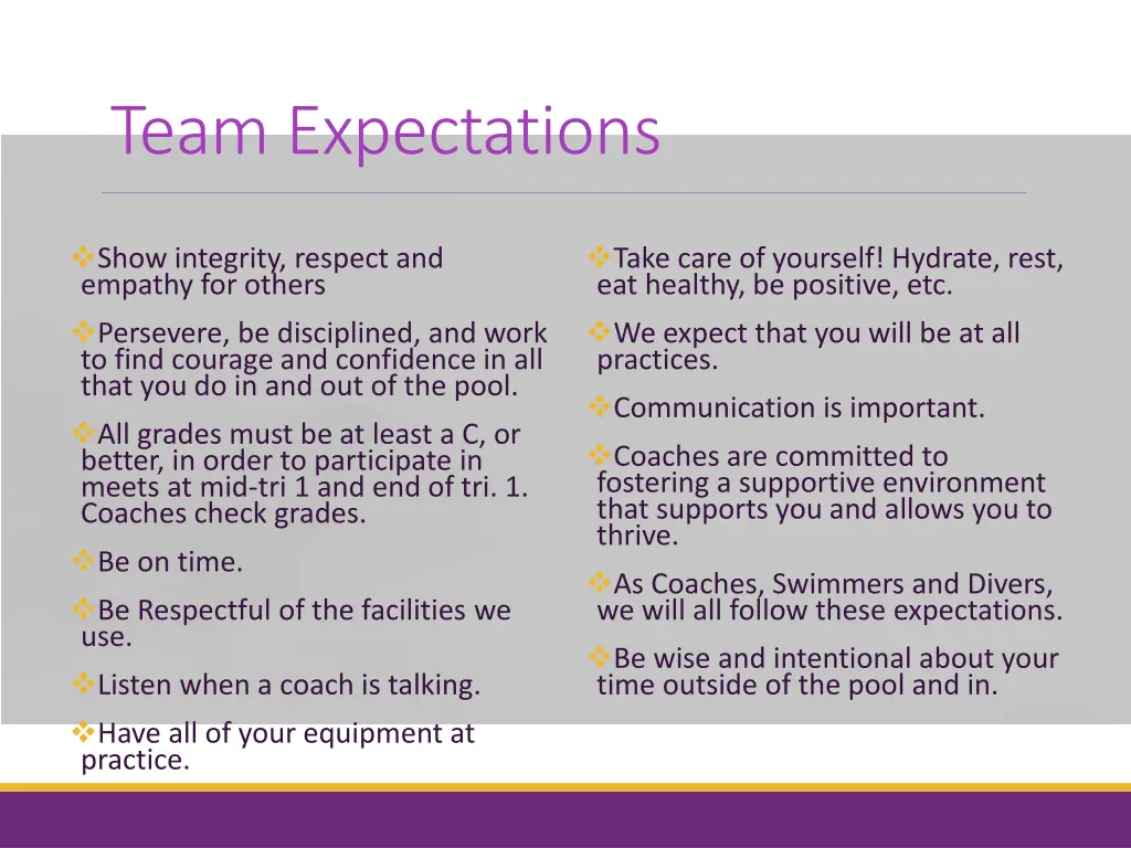 team expectations