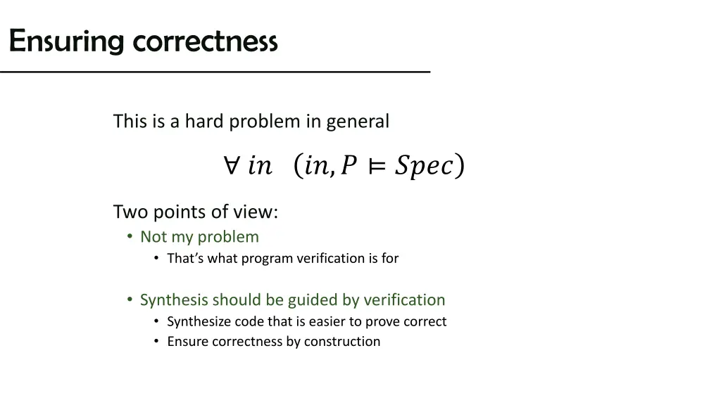 ensuring correctness