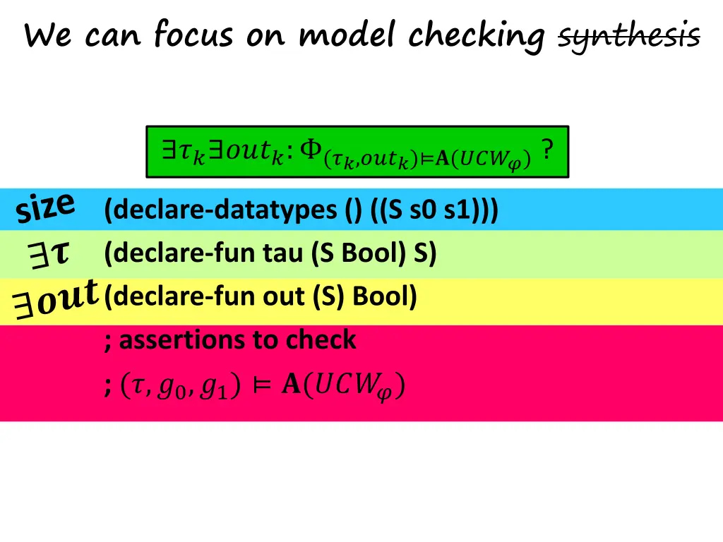 we can focus on model checking synthesis