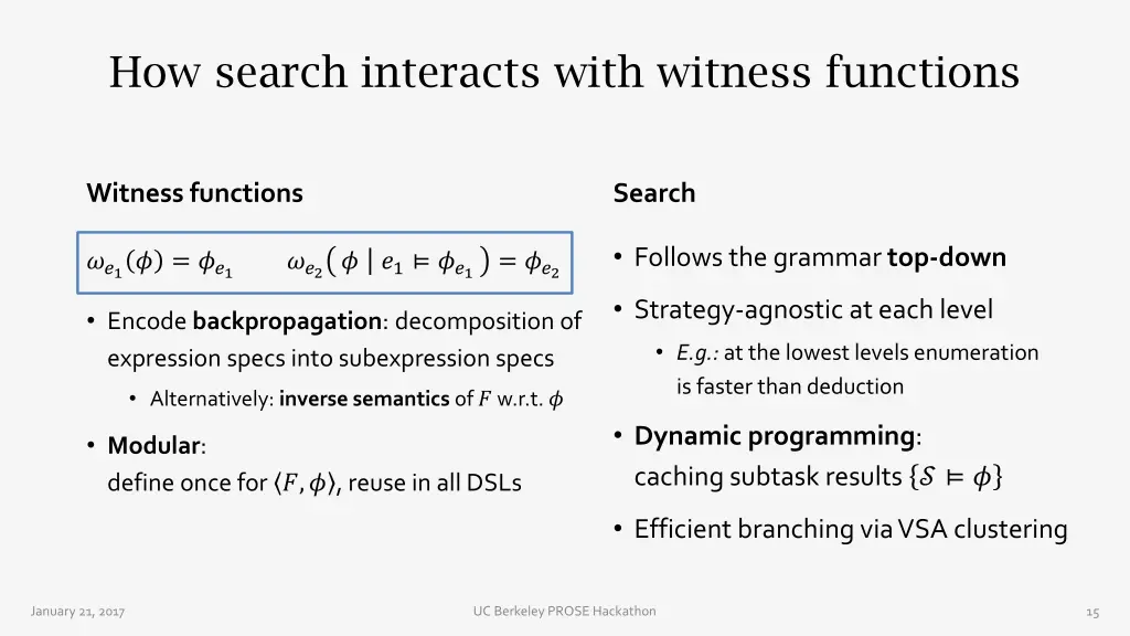 how search interacts with witness functions