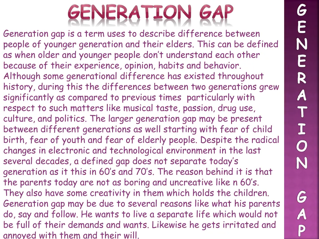 g e n e r a t i o n