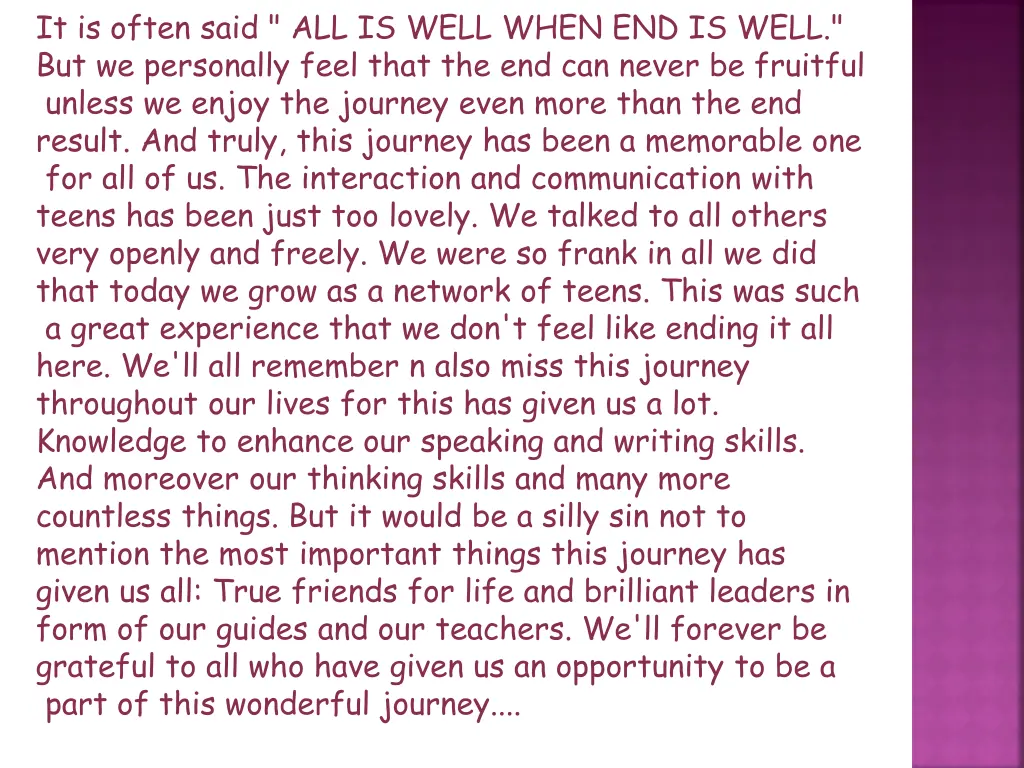 it is often said all is well when end is well