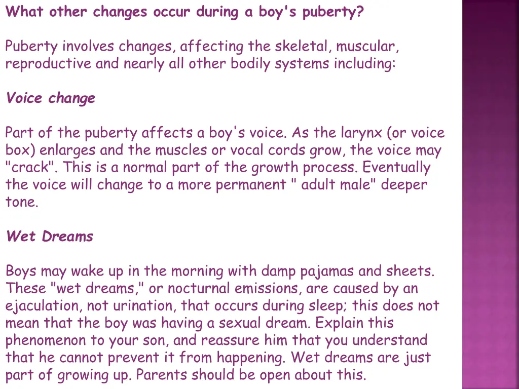 what other changes occur during a boy s puberty