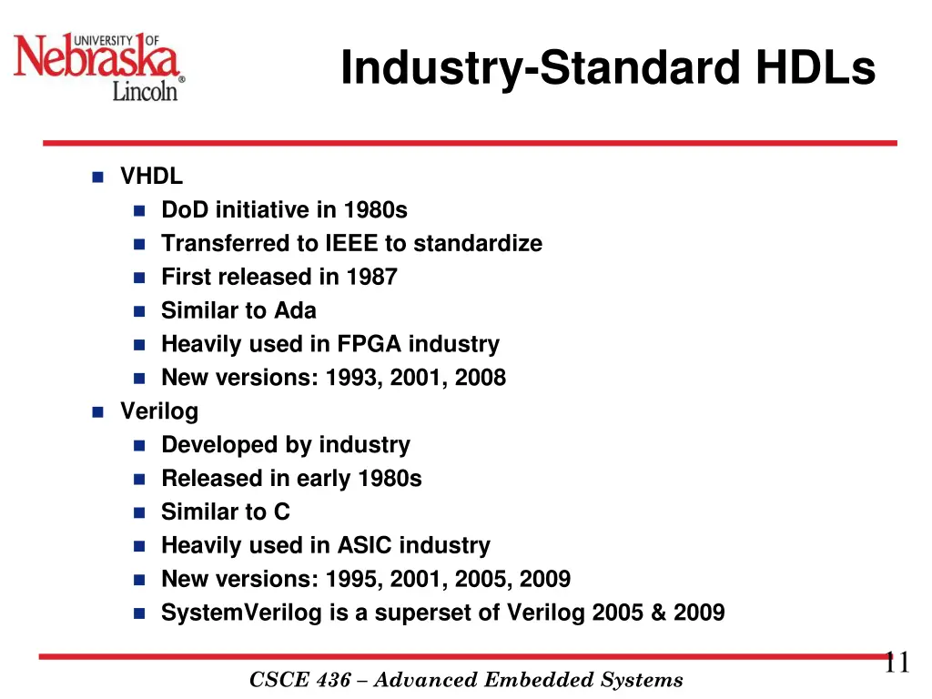 industry standard hdls
