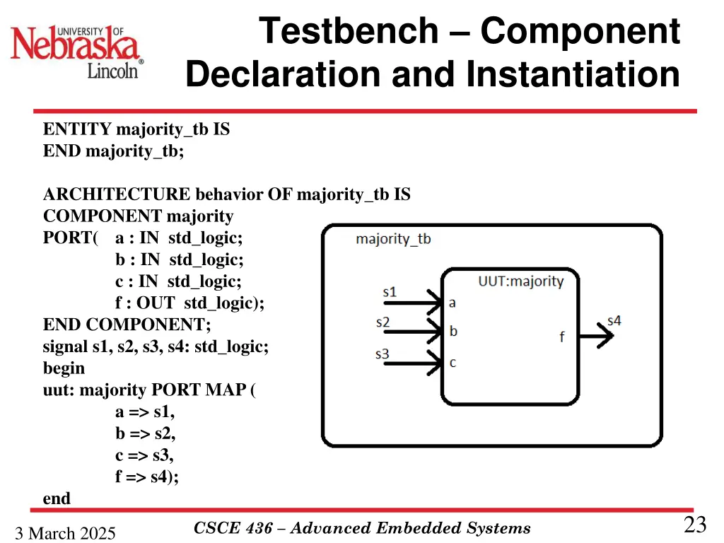 testbench component declaration and instantiation