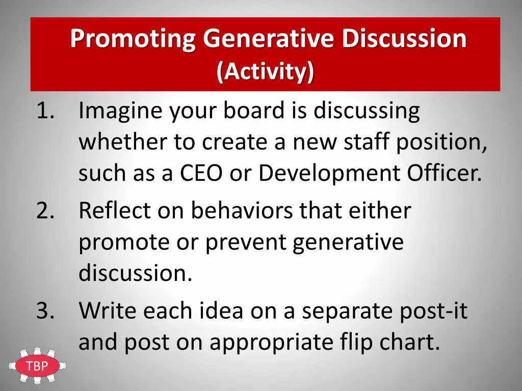 promoting generative discussion activity