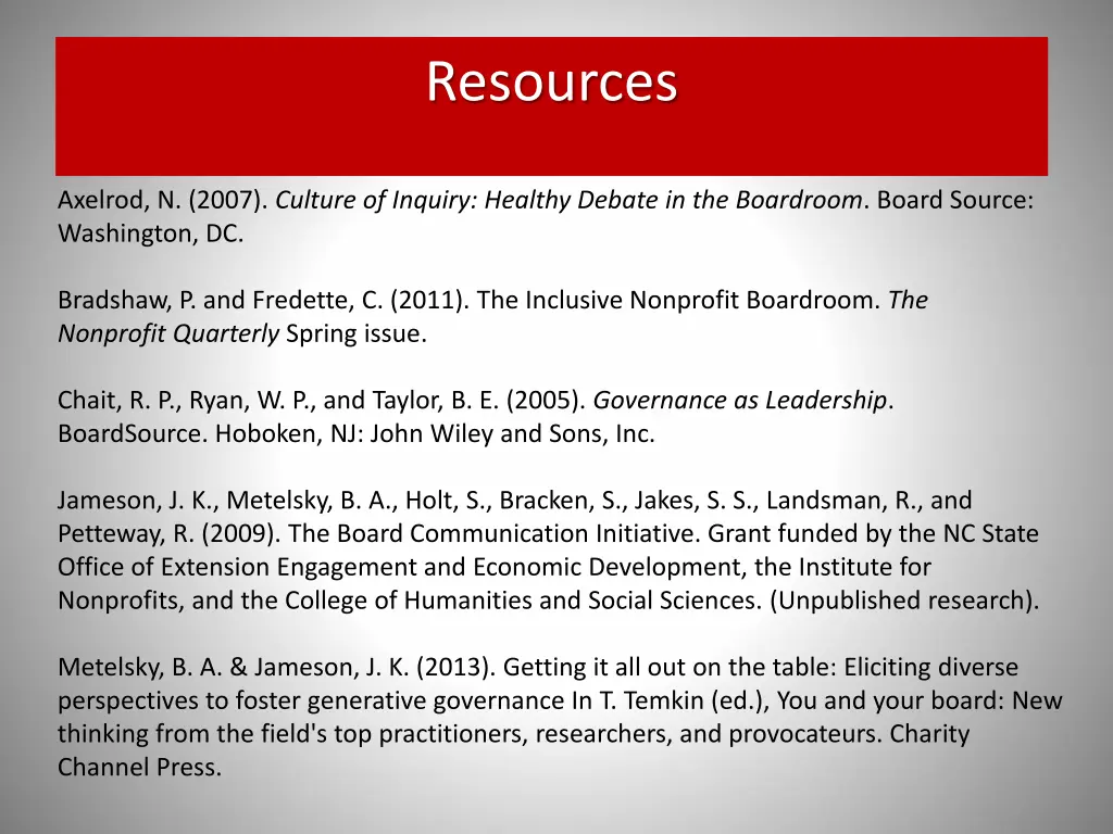 resources