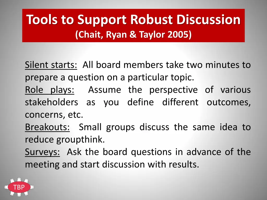 tools to support robust discussion chait ryan