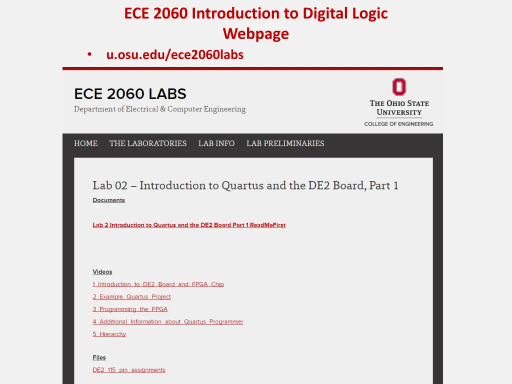 ece 2060 introduction to digital logic webpage 1