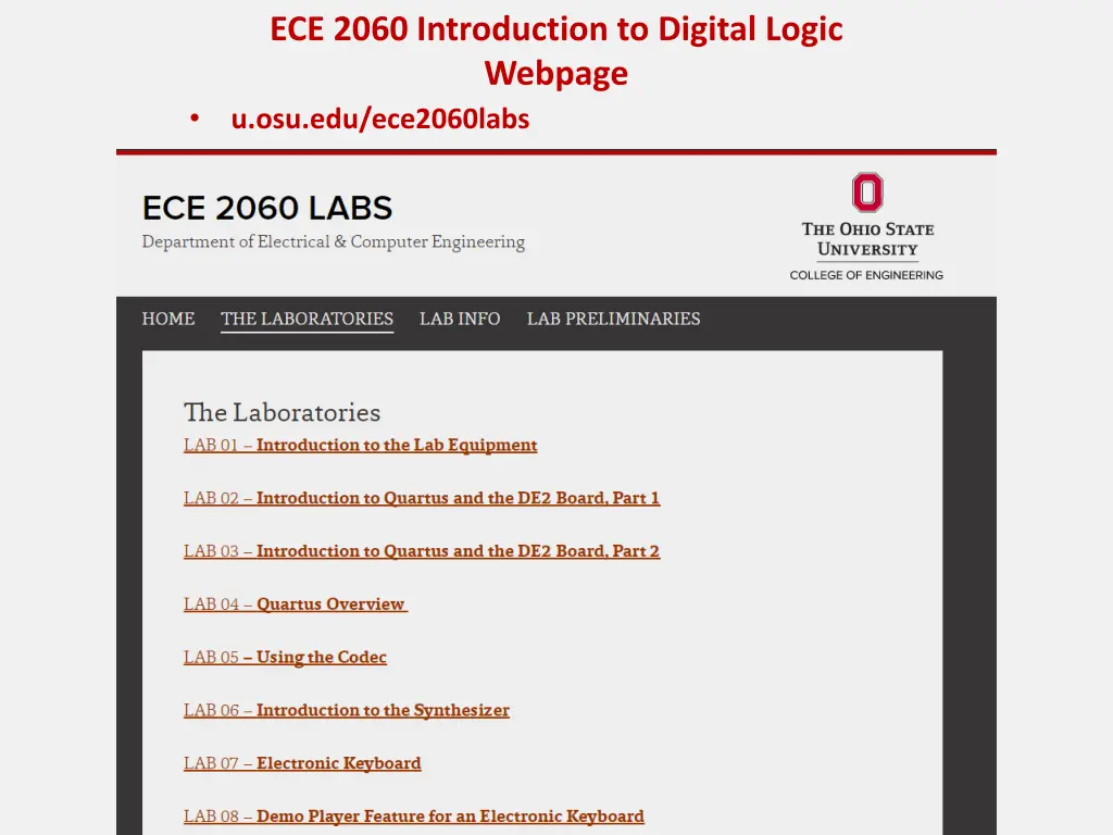 ece 2060 introduction to digital logic webpage