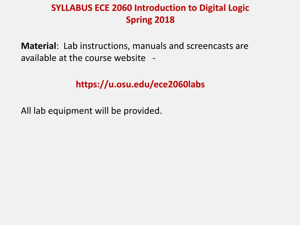 syllabus ece 2060 introduction to digital logic 2