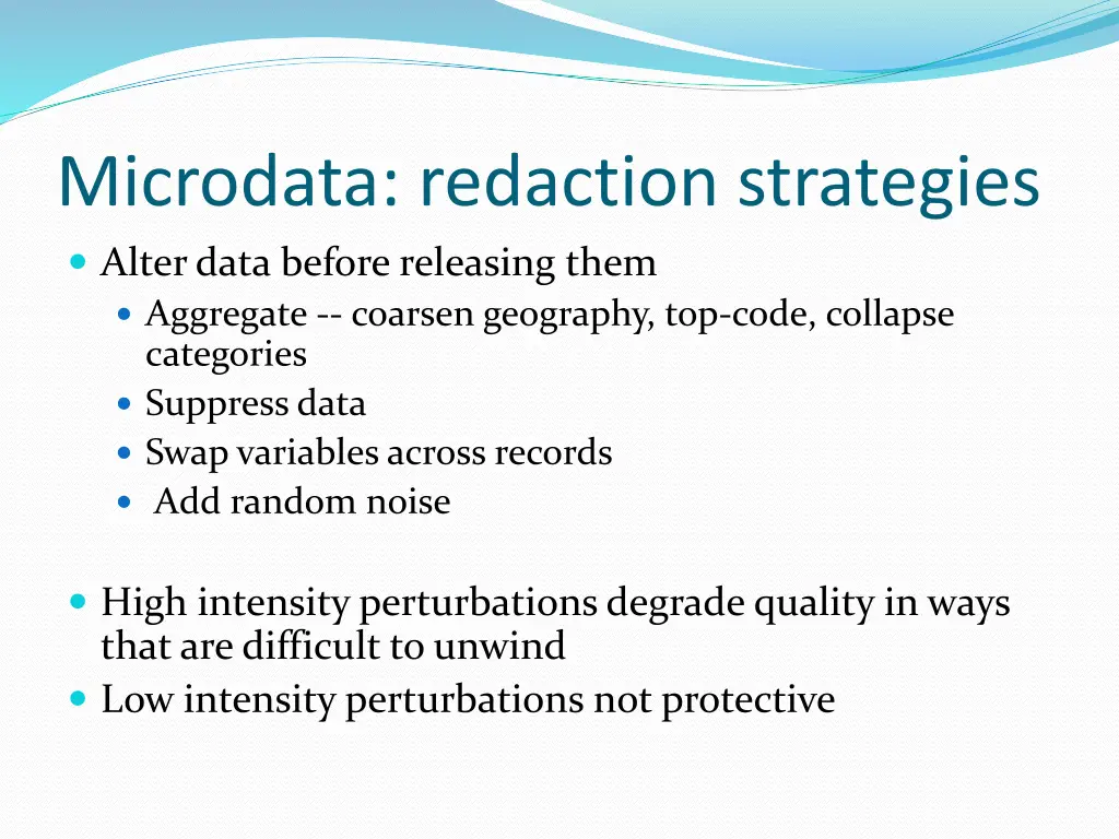 microdata redaction strategies alter data before